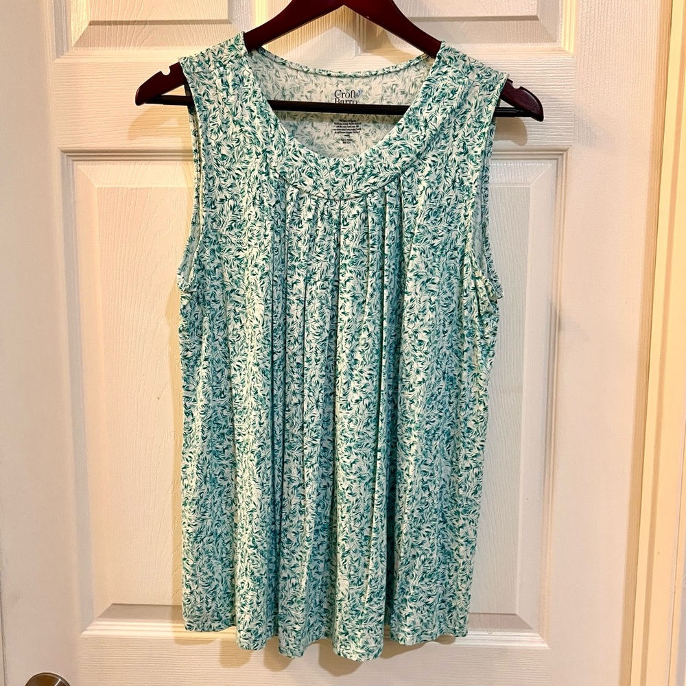 Croft & Barrow Teal Patterned Sleeveless Blouse